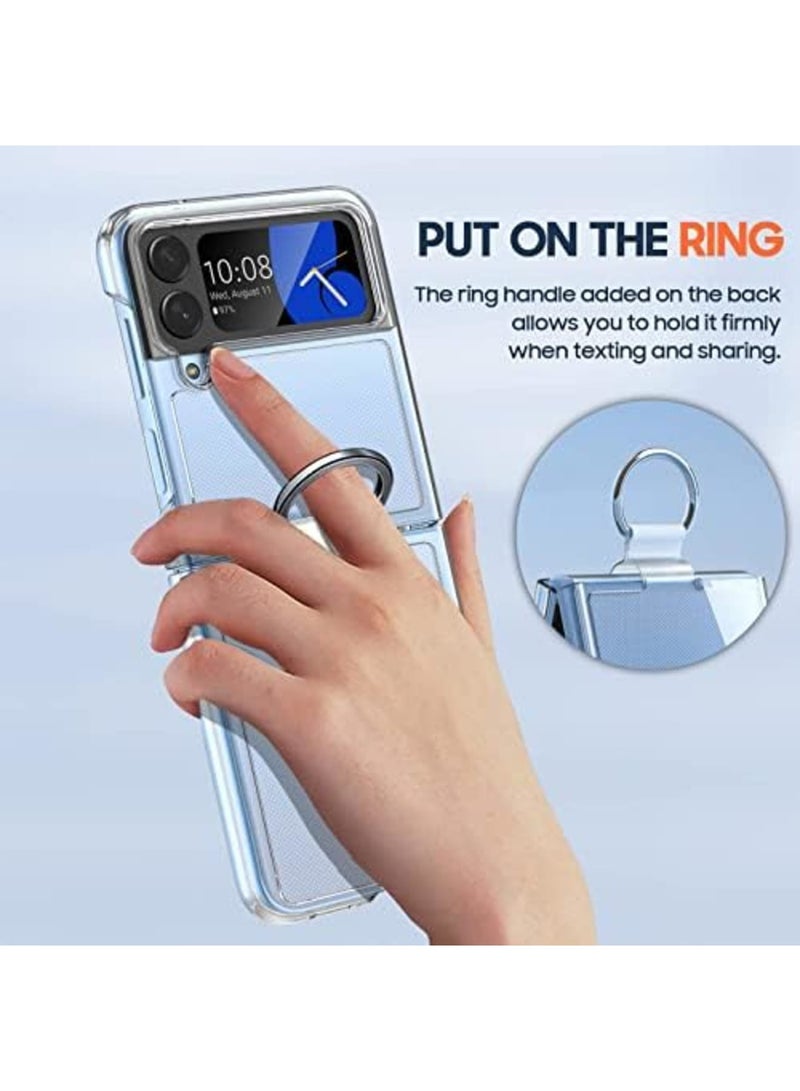 Luckam Samsung Galaxy Z Flip 4 Clear Case with Ring, Transparent All-Round for Z Flip 4 Phone Anti-Scratch Full-Body Shockproof Protective Case for Galaxy Z Flip 4 5G (2022)-Crystal Clear - Image 5