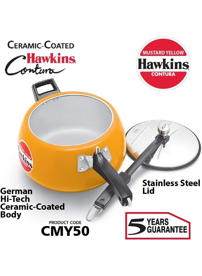 Hawkins 5 Liters Contura Aluminium Ceramic Coated Pressure Cooker,Yellow - Image 2
