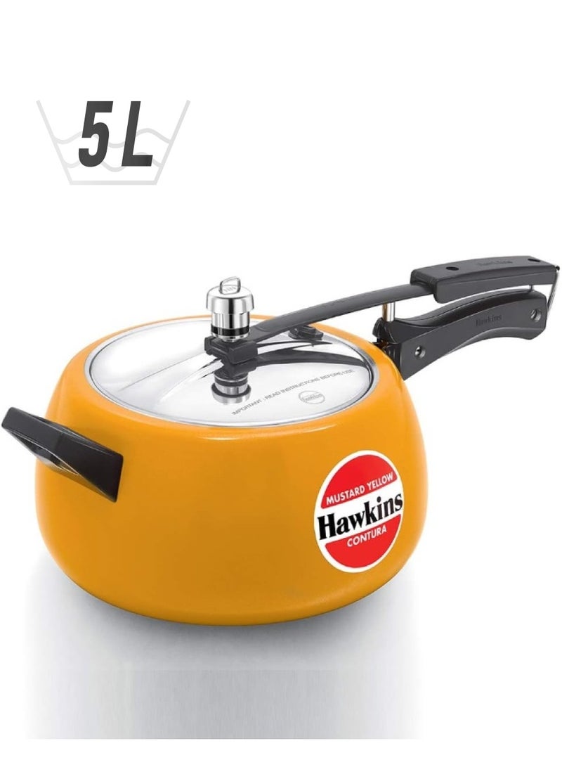 Hawkins 5 Liters Contura Aluminium Ceramic Coated Pressure Cooker,Yellow - Image 1
