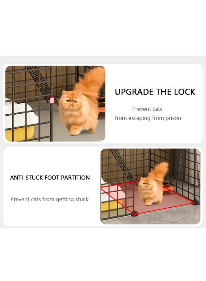 2 Row 3 Layer 2 Row Cat Cage Indoor Detachable Metal Small Animal Cage DIY Design Black Kitten Enclosure Suitable For Pet Puppies Chinchilla Adult Small And Medium Pets - Image 5
