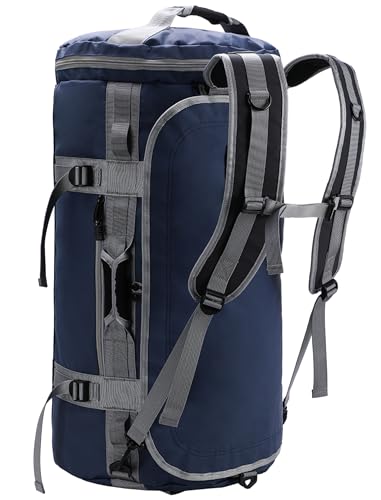 MIER Large Duffel Backpack Sports Gym Bag with Shoe Compartment, Heavy Duty and Water Resistant, Navy Blue, 60L - Image 1