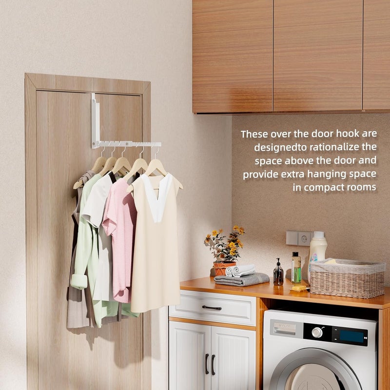 BAKON Over The Door Hanger Folding Clothes Drying Rack, Double Fold Hanging Door Hooks Coat Rack for Indoor Laundry Room Compact Small Space Foldable Portable Clothing Hanger Hook Collapsible- 1 Pack - Image 2