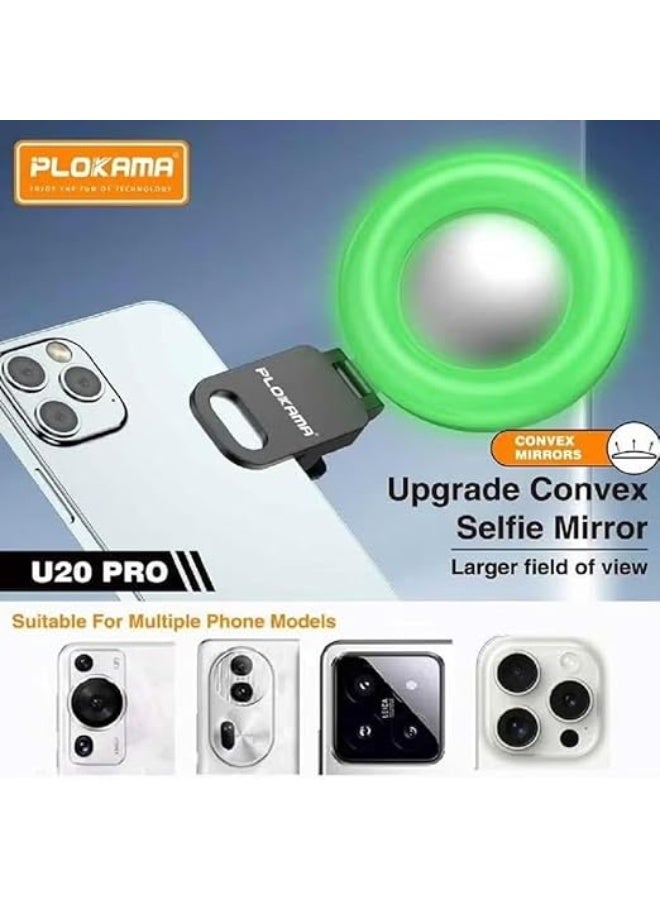 التخطيط مرآة سيلفي U20 PRO ذات حلقة صغيرة مزودة بمشبك RGB مع ضوء LED - Image 5