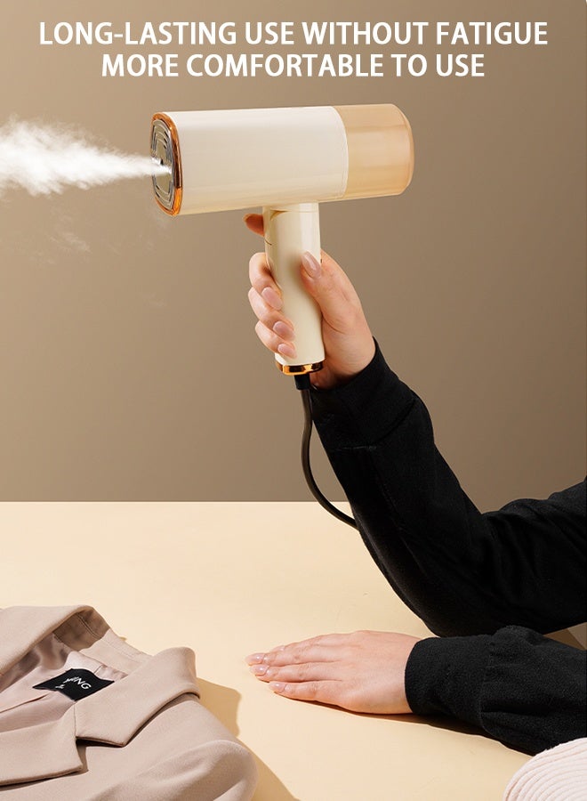 Yaqeen Handheld Garment Steamer Portable And Foldable , Portable Steamer With 1500w Power 168ml Large Water Tank 25 Seconds Fast Heating, Travel Steamer 2 In 1 Flat / Hanging Ironing Suitable For A Variety Of Fabrics - Ivory - Image 2