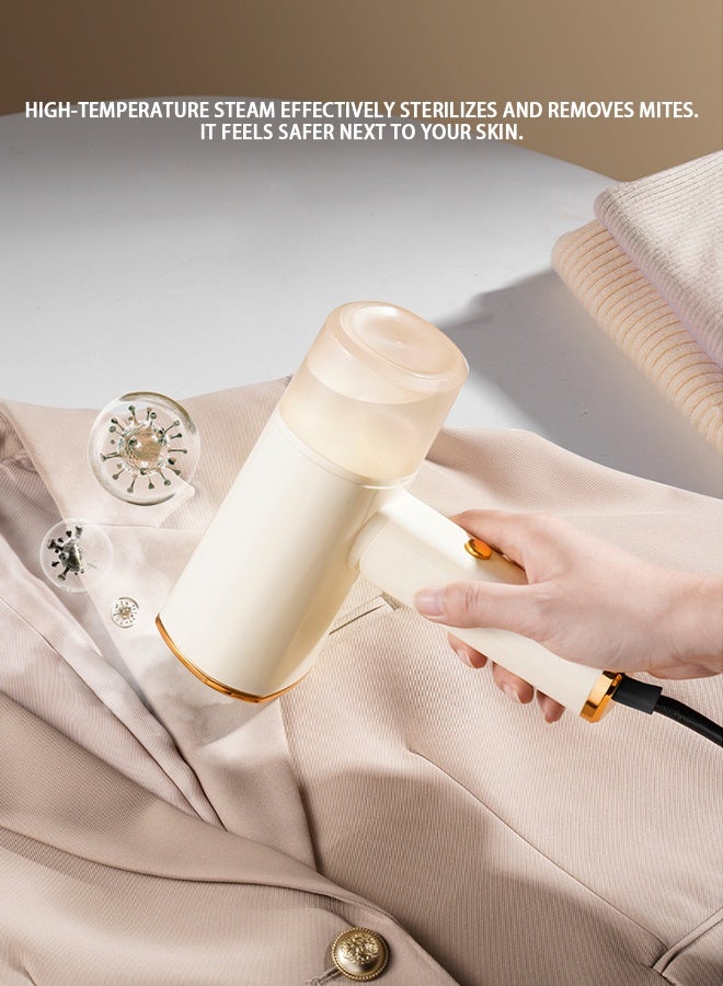Yaqeen Handheld Garment Steamer Portable And Foldable , Portable Steamer With 1500w Power 168ml Large Water Tank 25 Seconds Fast Heating, Travel Steamer 2 In 1 Flat / Hanging Ironing Suitable For A Variety Of Fabrics - Ivory - Image 4