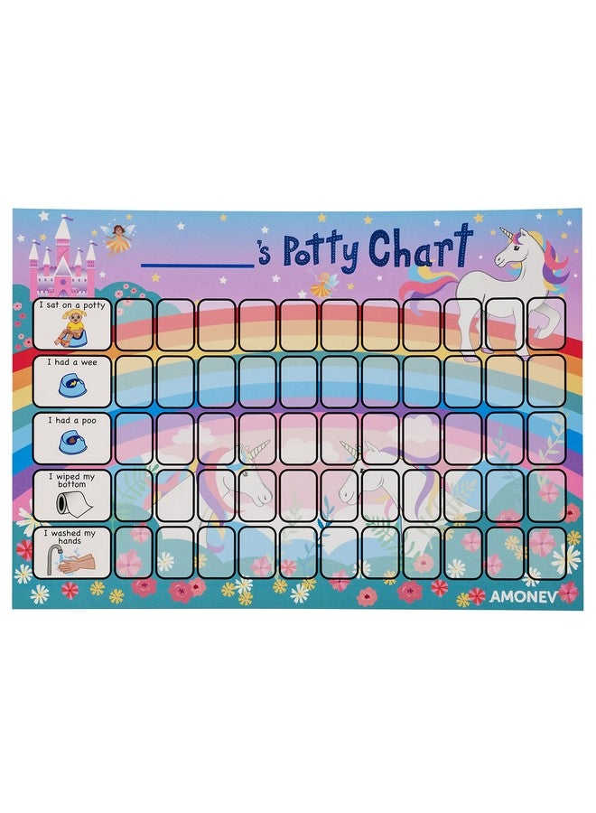 Amonev Unicorn Toilet Training Reward chart and Potty Training reward chart for boys and girls Toddlers Twin Pack with 225 star stickers included - Image 2