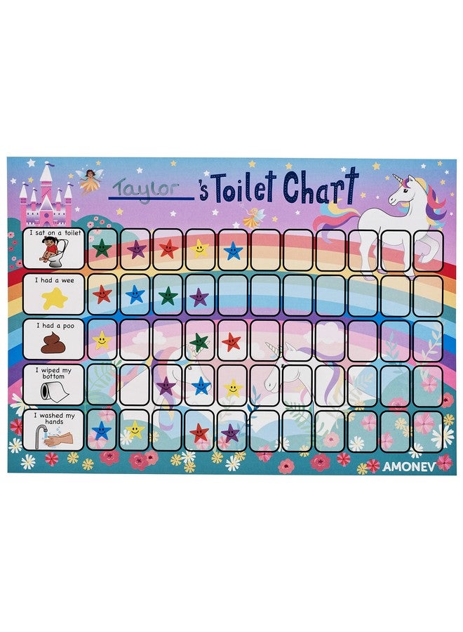 Amonev Unicorn Toilet Training Reward chart and Potty Training reward chart for boys and girls Toddlers Twin Pack with 225 star stickers included - Image 1