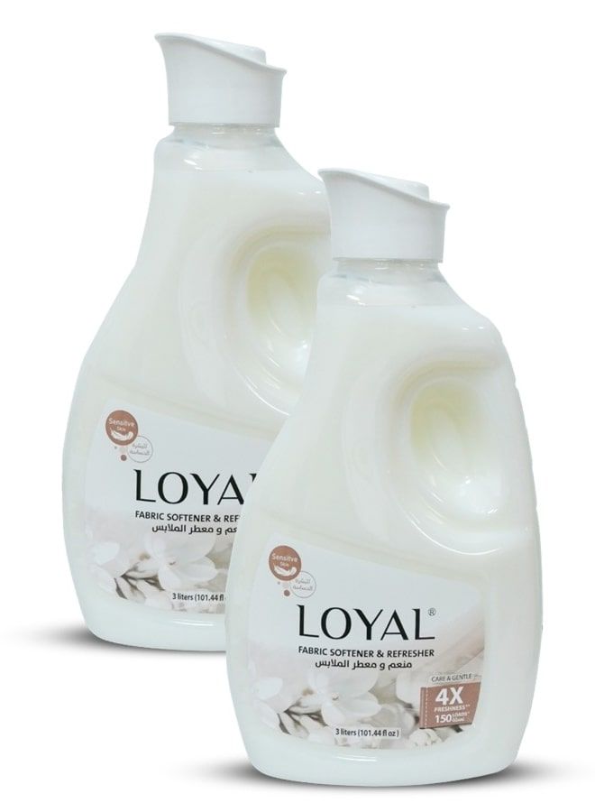 loyal Fabric Softener Freshener Concentrated Care Gentle 150 Washes 2x3000ml - Image 3