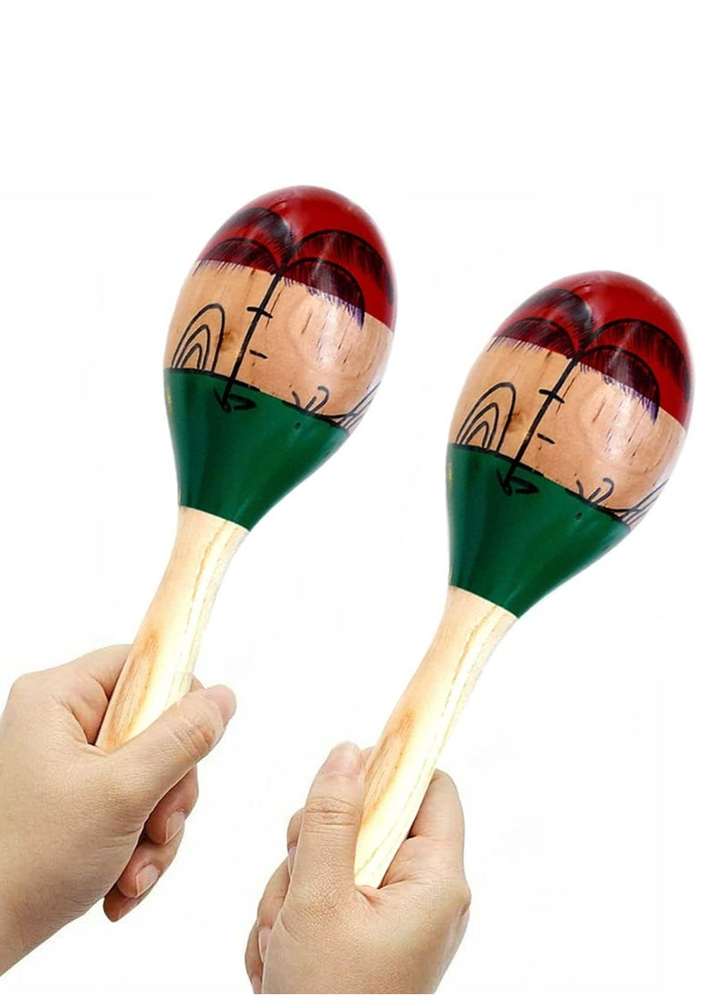 Mike Music Maracas, 2psc 25cm/10inch Large Wood Rumba Shakers Set,Latin Hand Percussion with Full, Bright Vibrant Sound Musical Instrument, Stimulating Salsa Rhythm for Party Favors, Kids, Adults  - Image 1