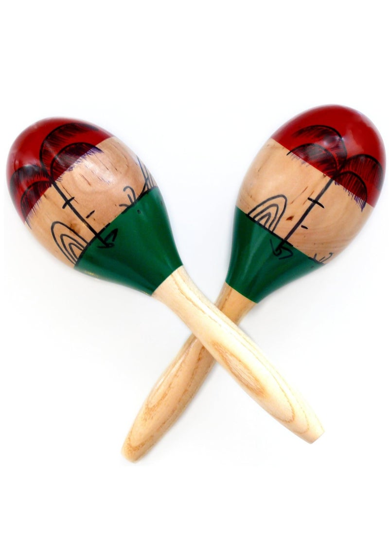 Mike Music Maracas, 2psc 25cm/10inch Large Wood Rumba Shakers Set,Latin Hand Percussion with Full, Bright Vibrant Sound Musical Instrument, Stimulating Salsa Rhythm for Party Favors, Kids, Adults  - Image 2