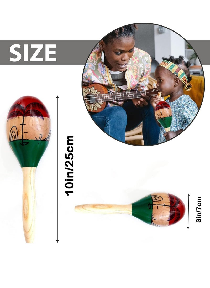 Mike Music Maracas, 2psc 25cm/10inch Large Wood Rumba Shakers Set,Latin Hand Percussion with Full, Bright Vibrant Sound Musical Instrument, Stimulating Salsa Rhythm for Party Favors, Kids, Adults  - Image 3