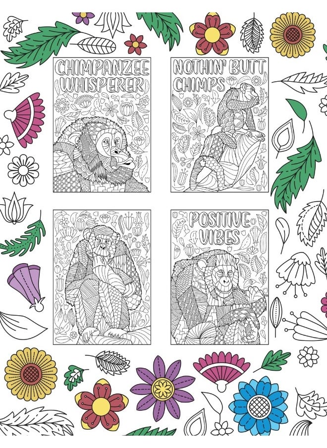 Chimpanzee Coloring Book: Adult Coloring Book, Animal Coloring Book, Floral Mandala Coloring, Quotes Coloring Book, Chimpanzee Lover Gifts  - Image 2