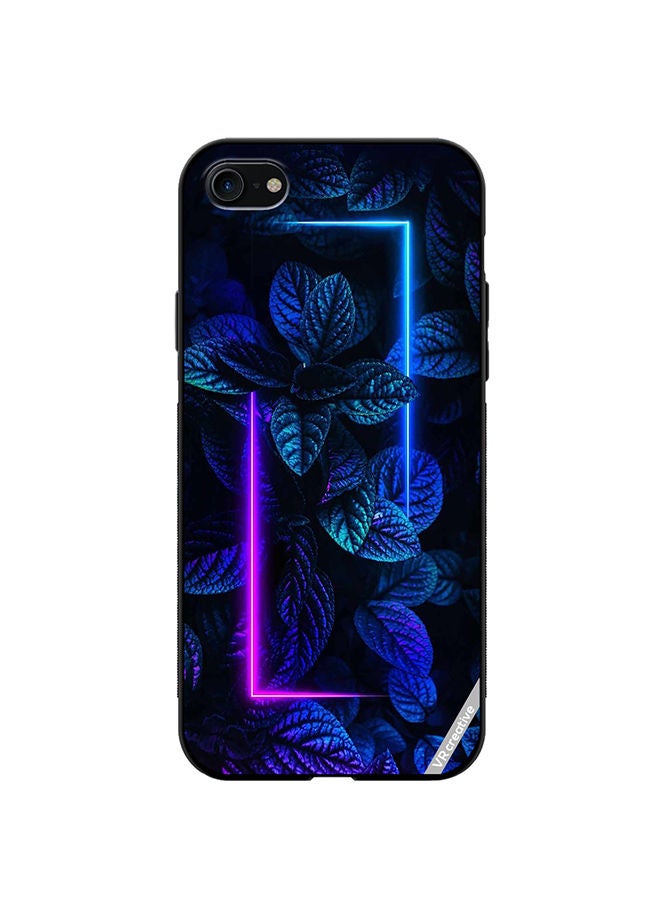 VR CREATIVE Protective Case Cover For Apple iPhone SE (2022) Blue Foliage Plants Neon Design Multicolour - Image 1