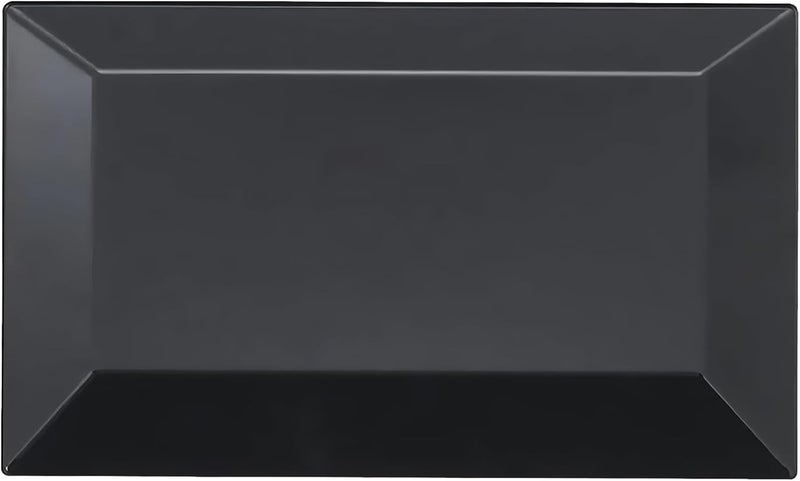 kaya Elegant Rectangular Black Plastic Dessert Plates 55 x 85  Pack of 10  Perfect for Weddings Birthdays  Home Use - Image 2