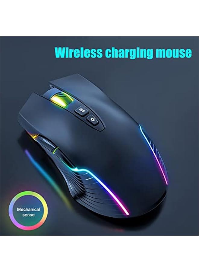 Gaming Mouse, 6400DPI 2.4Ghz Pro Optical Sensor Gaming Mechanical Mouse with 6 DPI Levels, RGB Color Backlight, Built in Rechargeable Battery, Ergonomic Design, Plug & - Image 2
