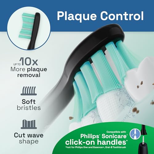 Brushmo Plaque Control Replacement Toothbrush Heads, Compatible with Philips Sonicare Click-on Electric Toothbrush Handles, 8 Standard Replacement Heads, SoftDuPont Bristles, BM928bk, Black - Image 3