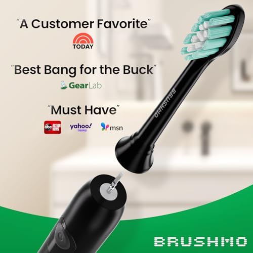 Brushmo Plaque Control Replacement Toothbrush Heads, Compatible with Philips Sonicare Click-on Electric Toothbrush Handles, 8 Standard Replacement Heads, SoftDuPont Bristles, BM928bk, Black - Image 2