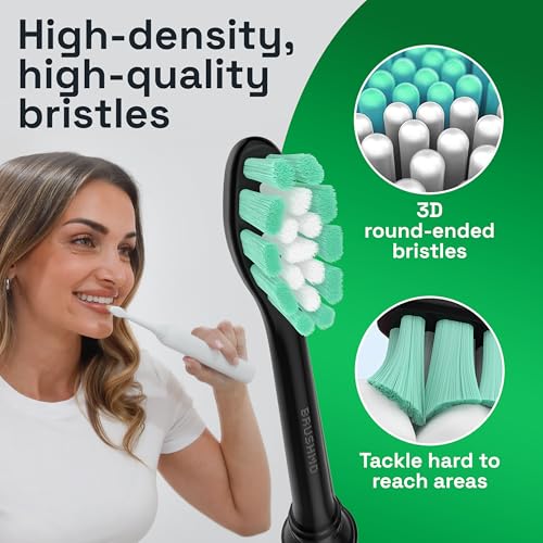 Brushmo Plaque Control Replacement Toothbrush Heads, Compatible with Philips Sonicare Click-on Electric Toothbrush Handles, 8 Standard Replacement Heads, SoftDuPont Bristles, BM928bk, Black - Image 4