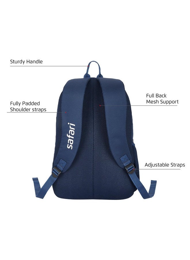 Safari Safari Glint Casual Backpack, 2 Compartments, Bottle Pocket, Front Pocket, Padded Shoulder Straps,32 Liter School Bag For Boys And Girls, College Bag, Color- Blue  - Image 2