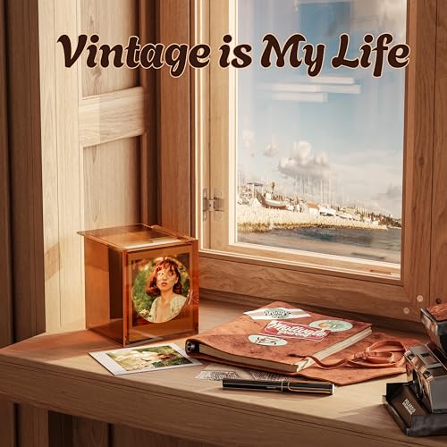 WINKINE Acrylic Polaroid Photo Storage Box & Frame, Photo Frame for Film 4.2’’x3.5’’ with Sliding Lid, Polaroid Storage Box for i-Type/600/SX-70/Instax Square Films, Amber, 2 Pack - Image 3