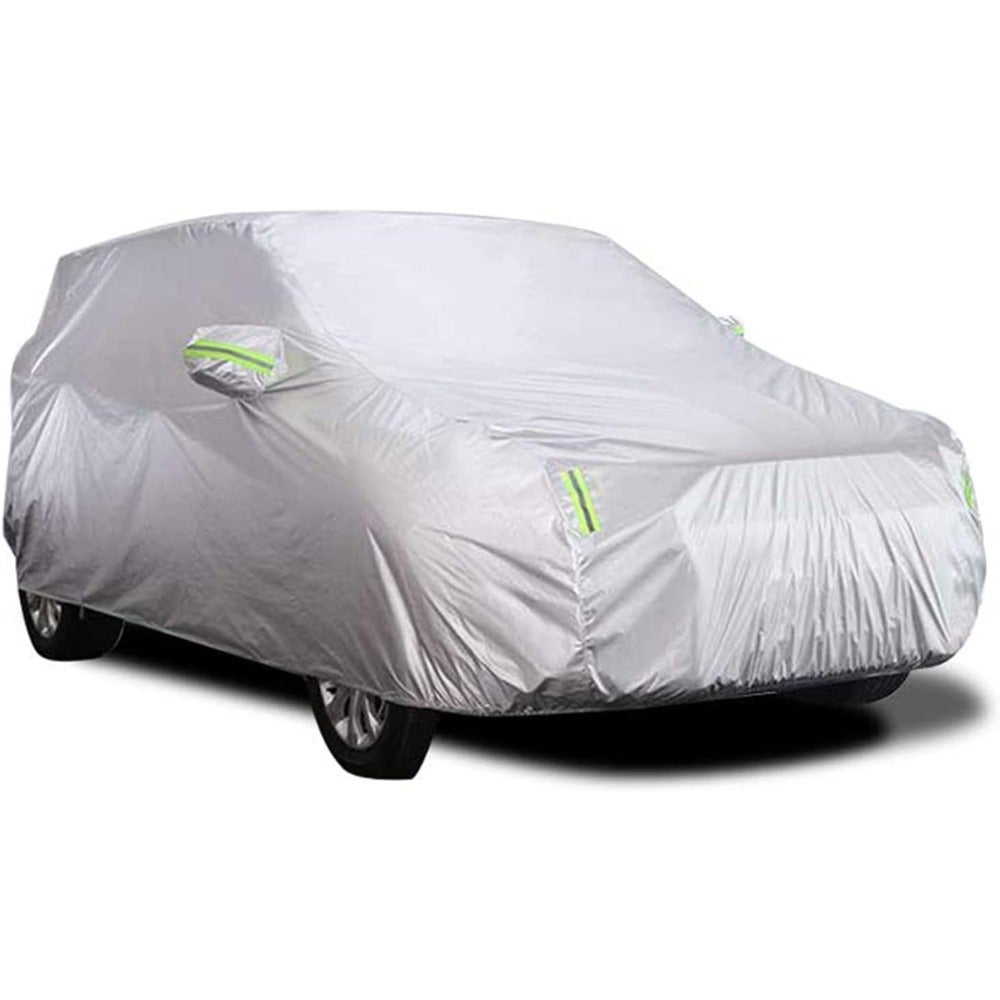 Car Cover Full Covers with Reflective Strip Sunscreen Protection Dustproof UV Scratch-Resistant for 4X4/SUV Business Car silver, XL