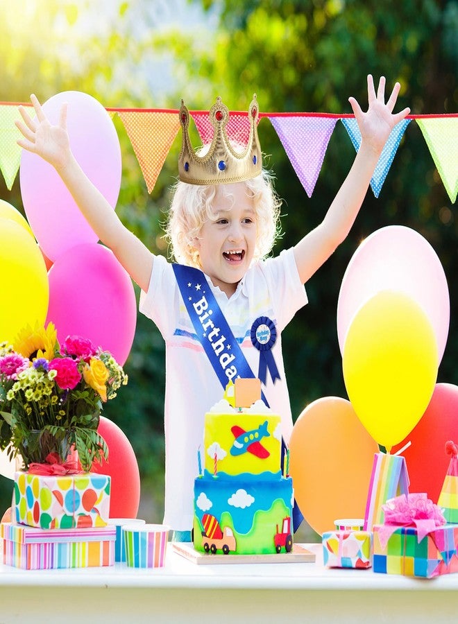 Clofiak Birthday Boy Sash Hat Button Pin Accessory, Birthday King Crown Party Set, Photo Props for Boys' Theme Party Decoration - Image 4