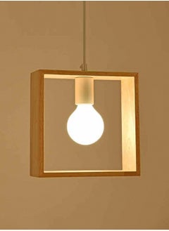 LOOPITYS Creative geometric wooden pendant light, adjustable in height, suitable for decorating living rooms, bedrooms, kitchens, dining rooms, and entrance halls (including light bulbs, with E27 screw heads)  - Image 2