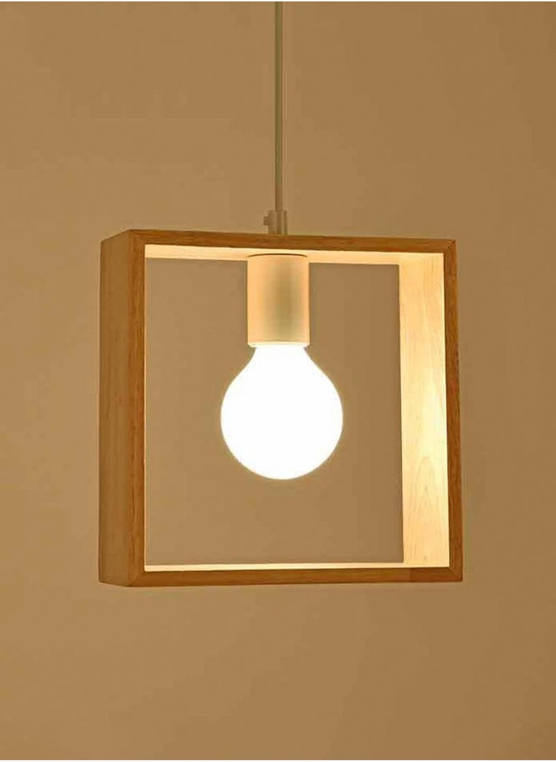 LOOPITYS Creative geometric wooden pendant light, adjustable in height, suitable for decorating living rooms, bedrooms, kitchens, dining rooms, and entrance halls (including light bulbs, with E27 screw heads)  - Image 2