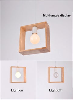 LOOPITYS Creative geometric wooden pendant light, adjustable in height, suitable for decorating living rooms, bedrooms, kitchens, dining rooms, and entrance halls (including light bulbs, with E27 screw heads)  - Image 3