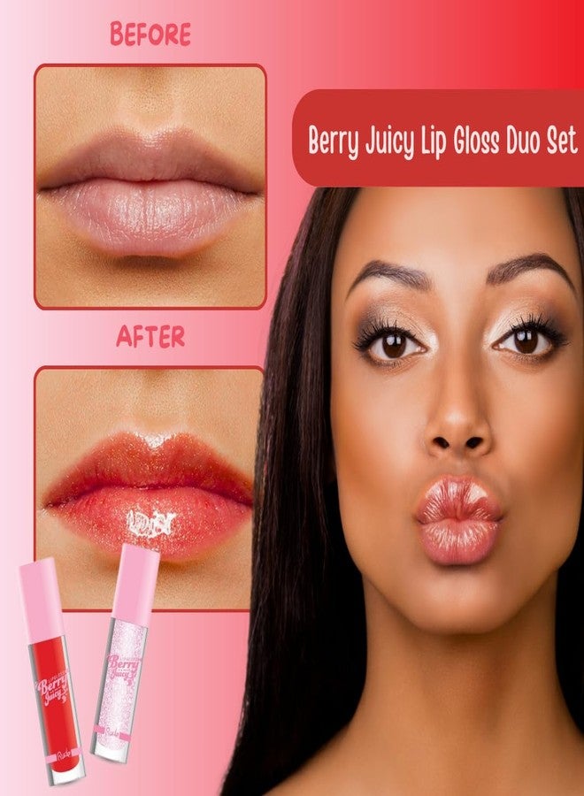 RUDE Cosmetics Berry Juicy Lip Gloss for Women, High Shine Lip Glosses Set, Moisturizing & Hydrating Lipgloss for Girls, Ideal for Day & Night Makeup Looks, Crystalize & Code Red - Image 3