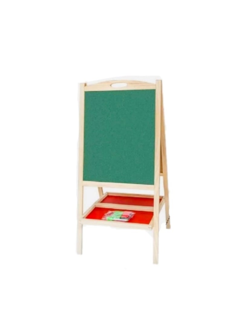 Children’s Double-Sided Wooden Easel with Chalkboard and Storage Tray 