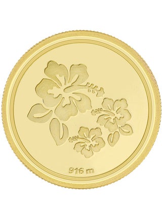 22 Karat 916 Purity 1 Gram Flower Gold Coin