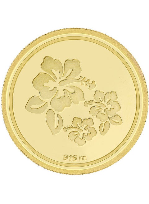 22 Karat 916 Purity 1 Gram Flower Gold Coin