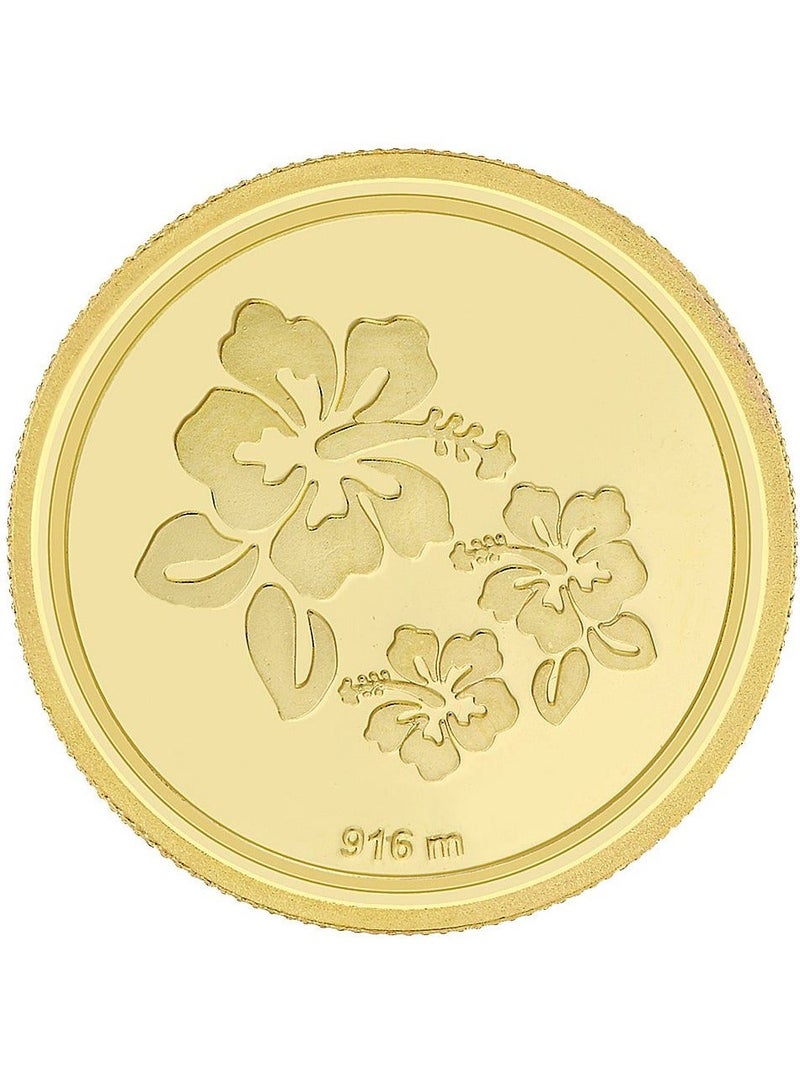 Malabar Gold and Diamonds عملة ذهبية مزهرة بعيار 22 قيراط 916 نقاء 1 جرام - Image 1