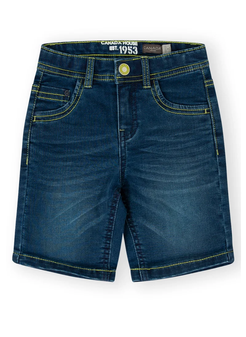 CANADA HOUSE Soft and Comfortable Blue Denim Bermuda Shorts for Boys