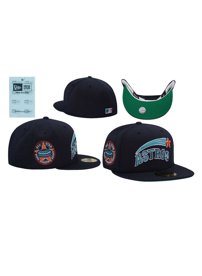 New Era Houston Astros Navy Blue Fitted Hat with Green Undervisor and 1968 All - Star Game Embroidery56.8cm