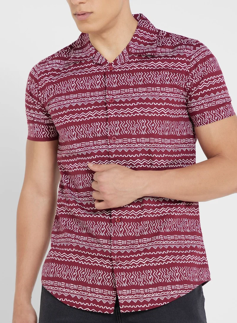 Seventy Five Pure Cotton Printed Casual Shirt With Half Sleeve And Resort Collar