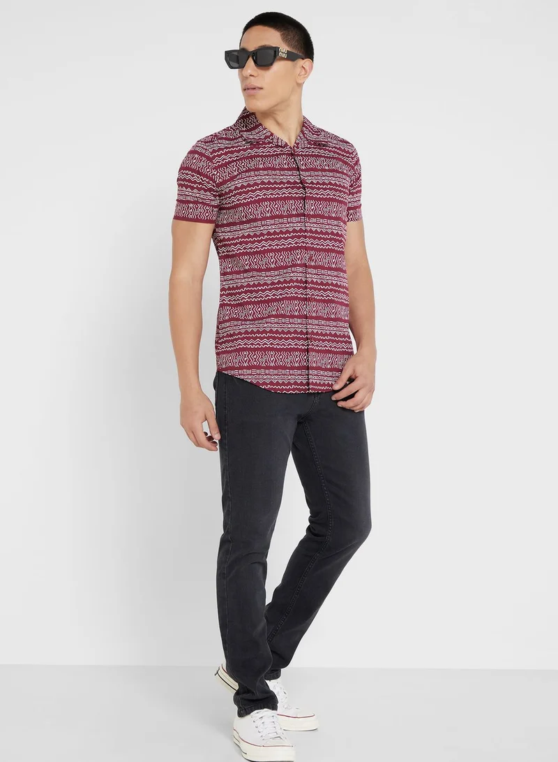 Seventy Five Pure Cotton Printed Casual Shirt With Half Sleeve And Resort Collar