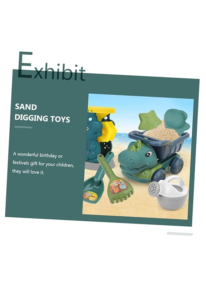 Excefore Dinosaur Atv Sand Building Set Outdoor Fun With Kids' Truck Carinify Toy Beach Molds And Hourglass Plastic For Beach Play - Image 4