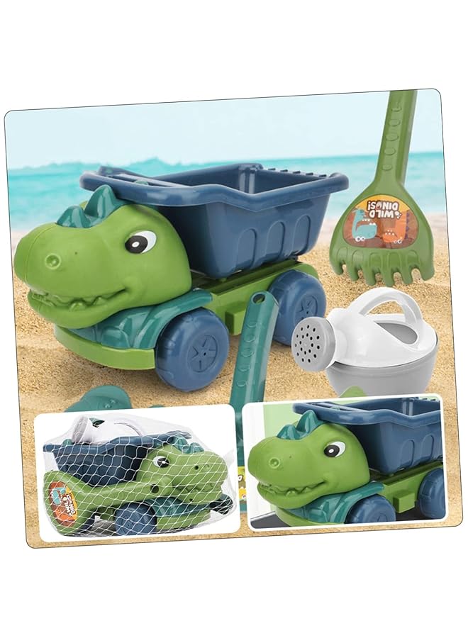 Excefore Dinosaur Atv Sand Building Set Outdoor Fun With Kids' Truck Carinify Toy Beach Molds And Hourglass Plastic For Beach Play - Image 3