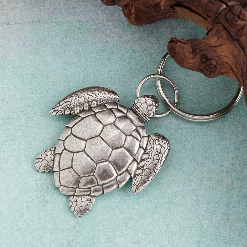 DANFORTH Sea Turtle Keyring - Handcrafted Pewter Key Fob - 2 Inches - Made in USA - Image 2