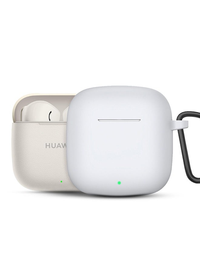 O Ozone Silicone Case for Huawei FreebudsSE 3 / SE 2 Gen Case Cover, Shockproof Anti-Lost Earphone Protective silicone Cover with Carabiner - White