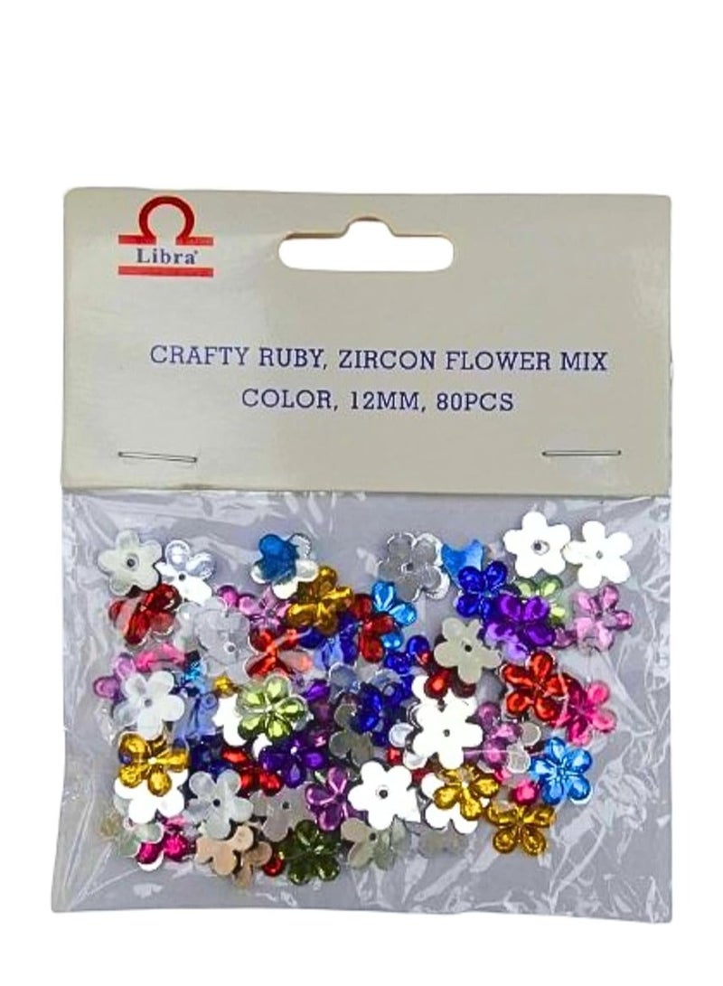 Libra CRAFTY RUBY ZIRCON FLOWER MIX COLOR 12MM 80PCS - Image 1