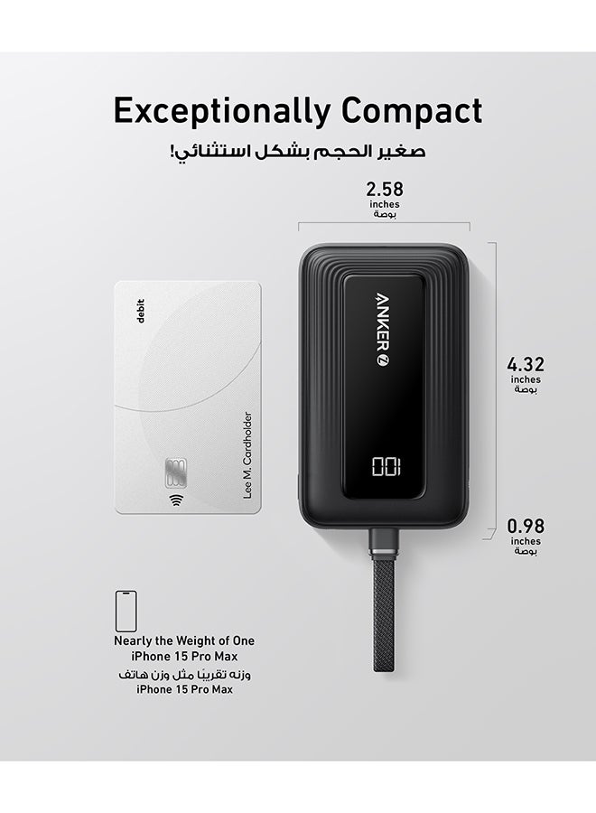 Anker Zolo Power Bank, 10,000mAh 30W High-Speed Portable Charger with Built-In USB-C Cable, Battery Pack For iPhone 17/17 Air/17 Pro/17 Pro Max/16 Series, Galaxy, and More (Black, 10000 mAh) - Image 4