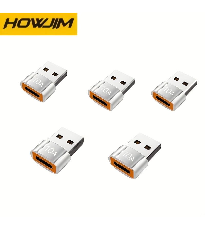Orange 5 PCS USB A to USB C OTG Adapter Type C to USB Converter 10A USB 3.0 Connector - Image 3