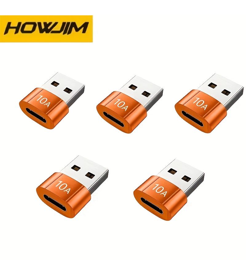 Orange 5 PCS USB A to USB C OTG Adapter Type C to USB Converter 10A USB 3.0 Connector - Image 5