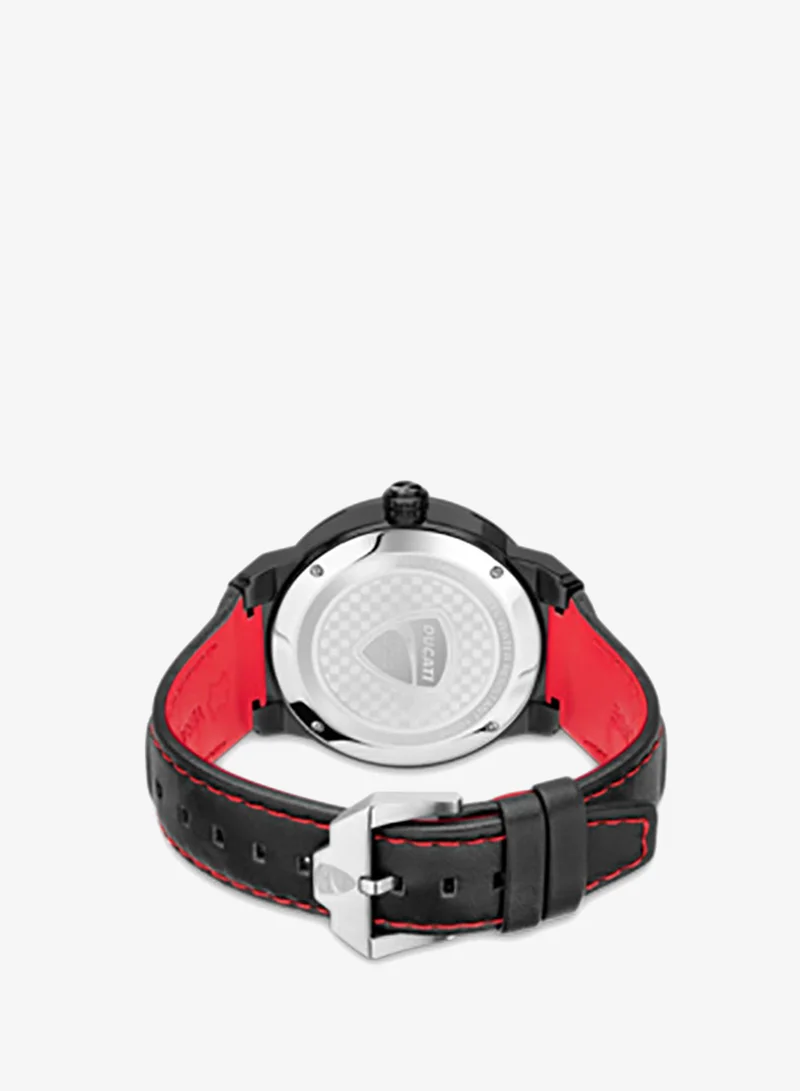 Ducati Corse  Campione Analog Leather Strap Watch DTWGB2019401 - 45 mm - Black for Men | Best Price UAE