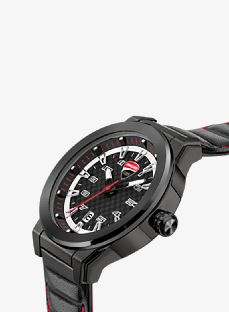 Ducati Corse  Campione Analog Leather Strap Watch DTWGB2019401 - 45 mm - Black for Men | Best Price UAE