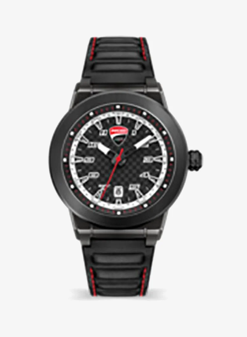 Campione Analog Leather Strap Watch DTWGB2019401 - 45 mm - Black