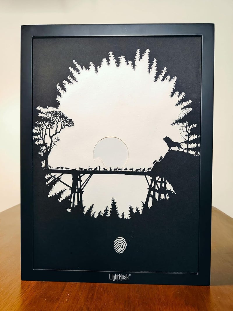 LightMask - Beyond Imagination The Majestic Lion and Cat Family Shadow Box Frame 116x156 Inch LED Photo Frame Illuminated Light Up Artwork LED Night Light Painting Decoration LED Wall Art Light Art Decor for Home Office  - Image 2